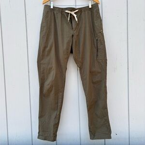 VUORI—ripstop climber hiking pants—Men’s 36 x 31—drawstring—olive—VG+ Condition